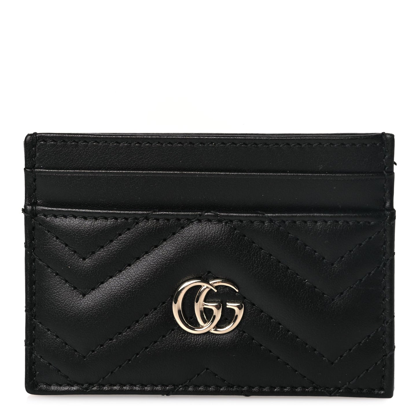 Gucci Calfskin Matelasse GG Marmont Card Holder Black