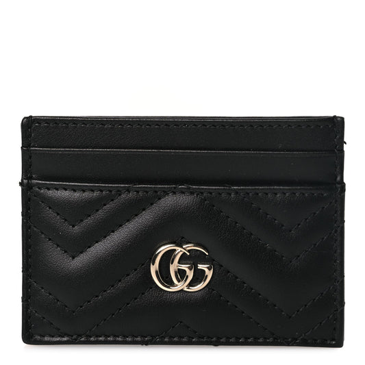 Gucci Calfskin Matelasse GG Marmont Card Holder Black