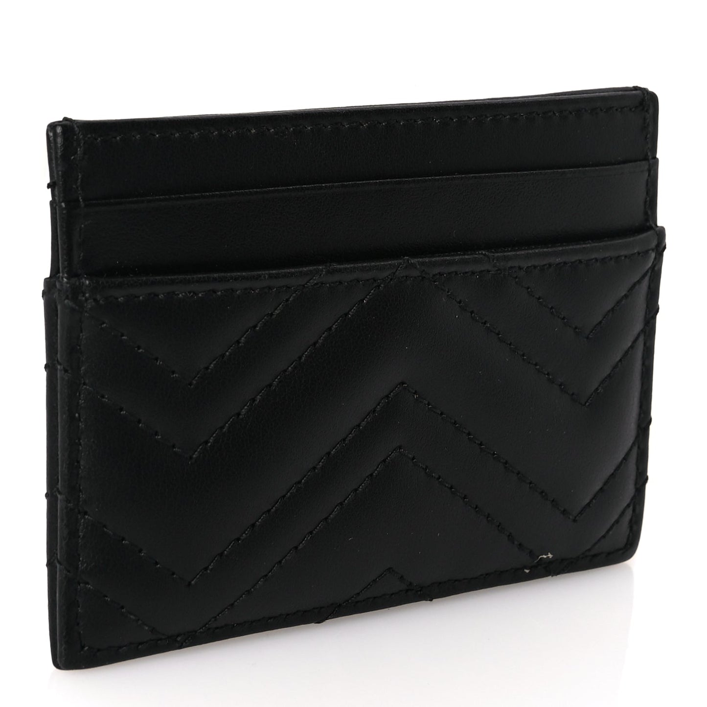 Gucci Calfskin Matelasse GG Marmont Card Holder Black