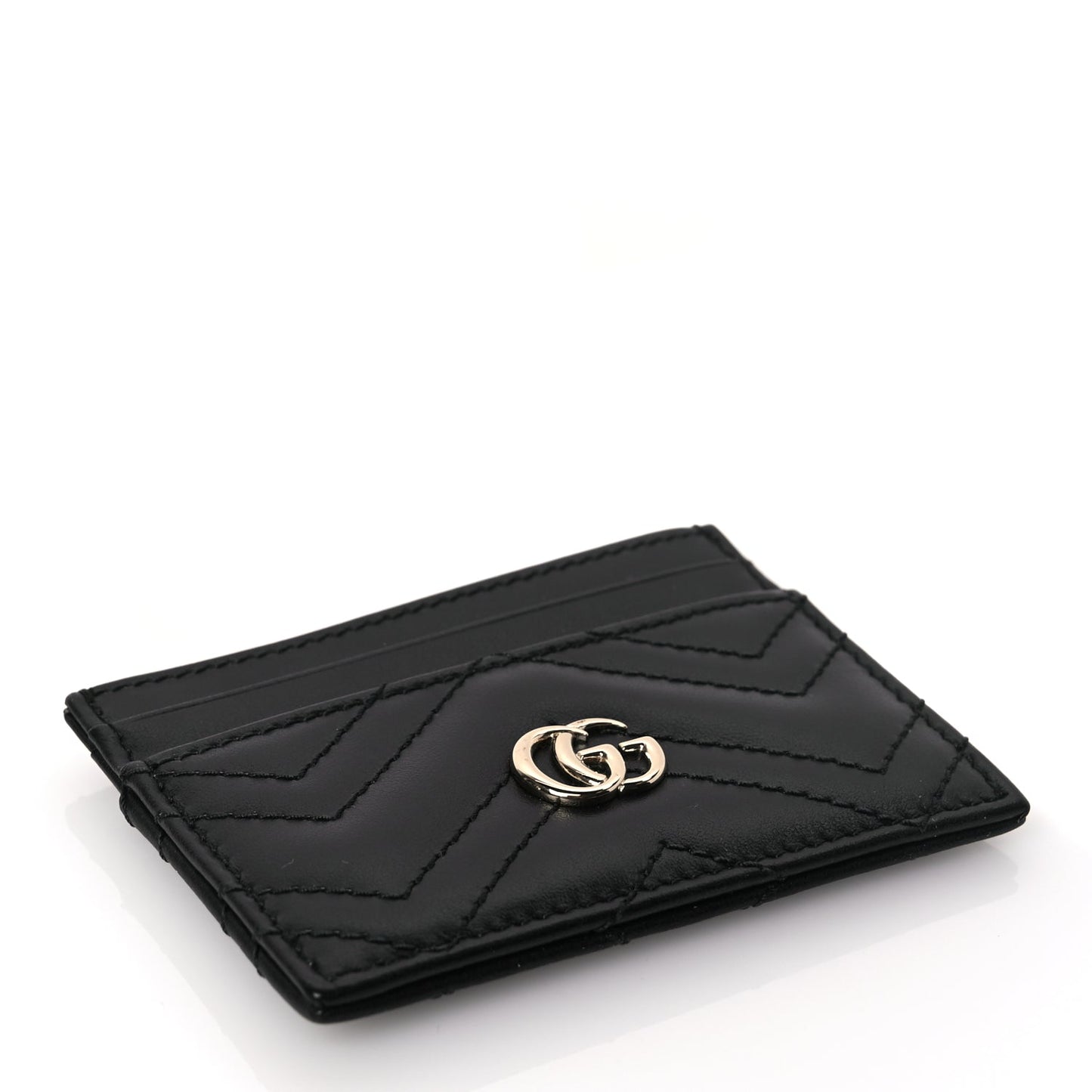 Gucci Calfskin Matelasse GG Marmont Card Holder Black