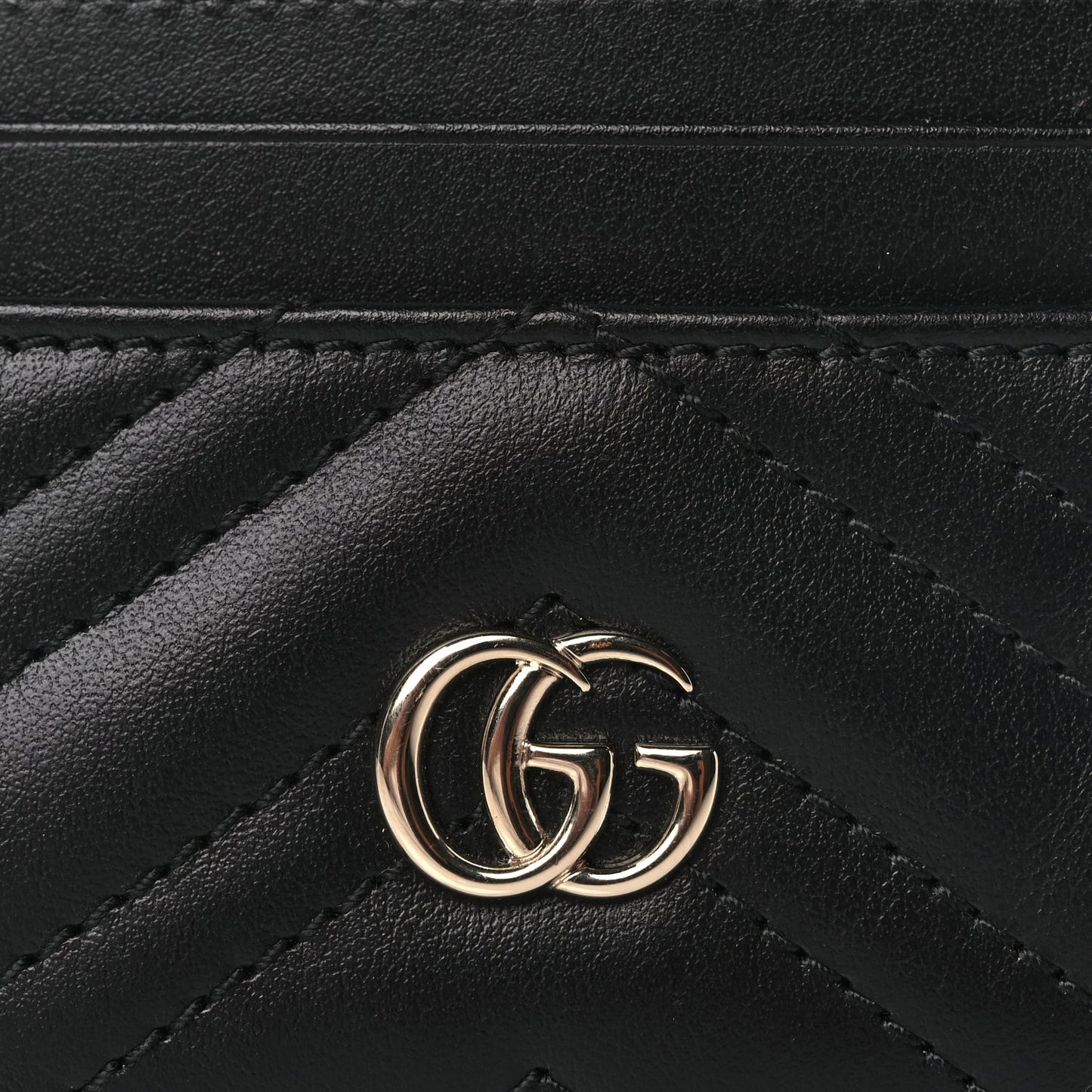 Gucci Calfskin Matelasse GG Marmont Card Holder Black