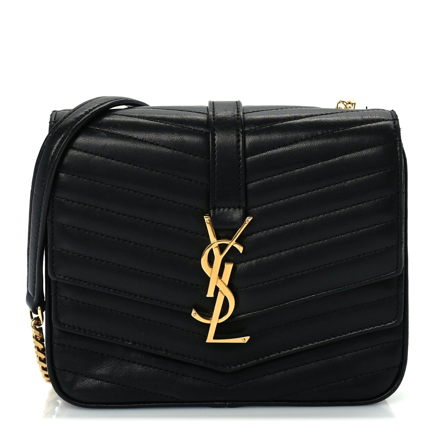 Saint Laurent Lambskin Matelasse Chevron Monogram Small Sulpice Bag Black