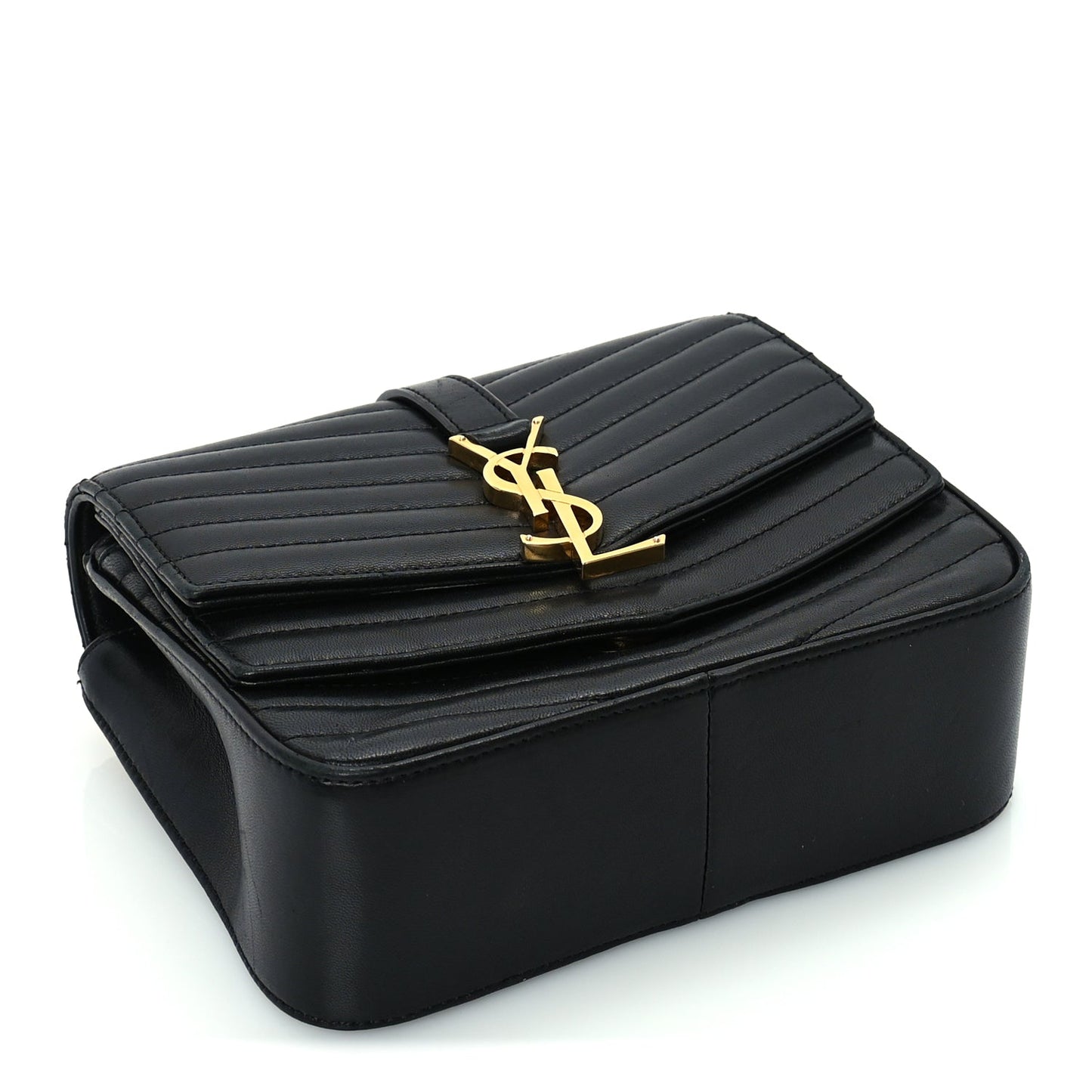 Saint Laurent Lambskin Matelasse Chevron Monogram Small Sulpice Bag Black