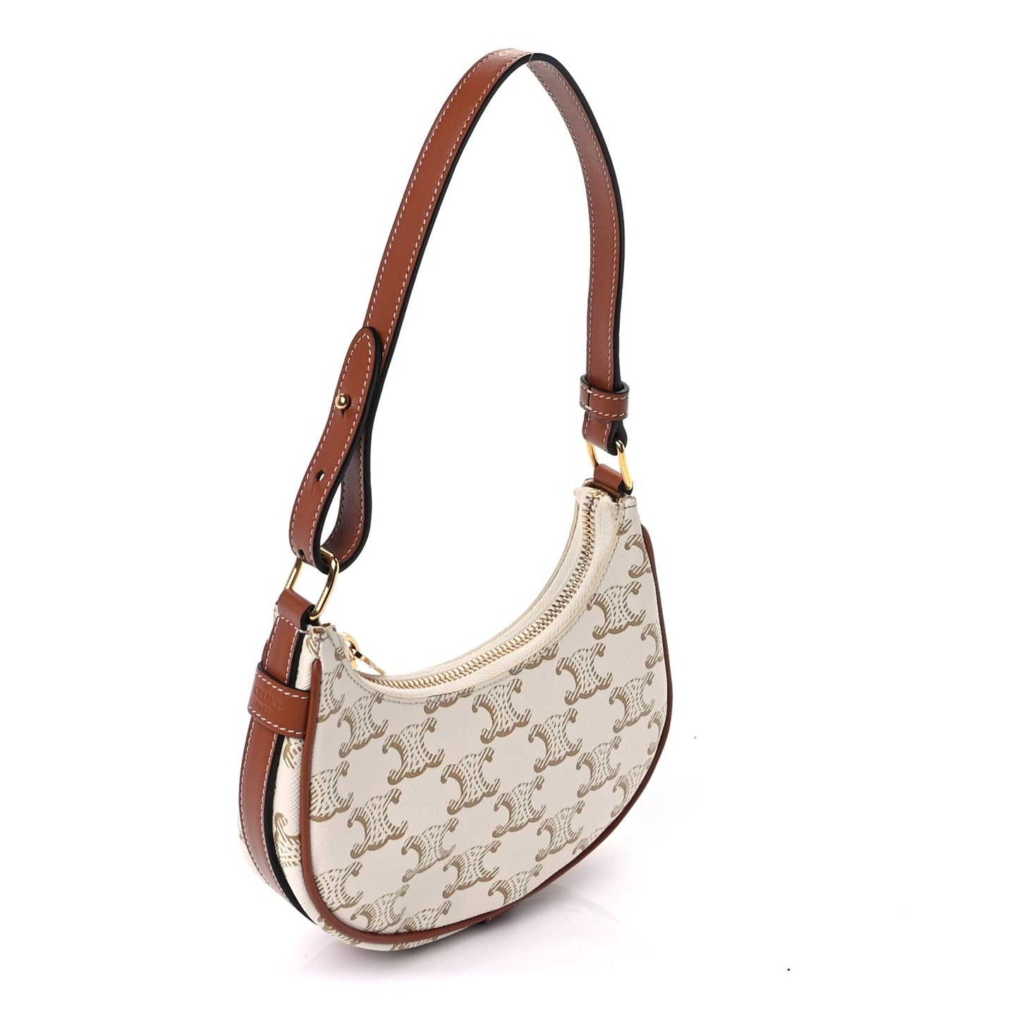 Celine Canvas Calfskin Mini Ava Triomphe Shoulder Bag White