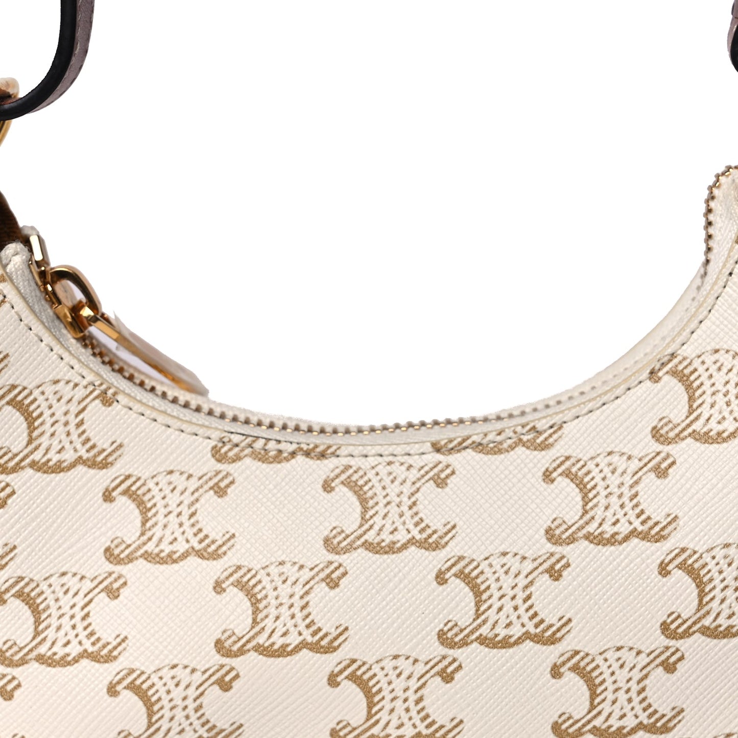 Celine Canvas Calfskin Mini Ava Triomphe Shoulder Bag White