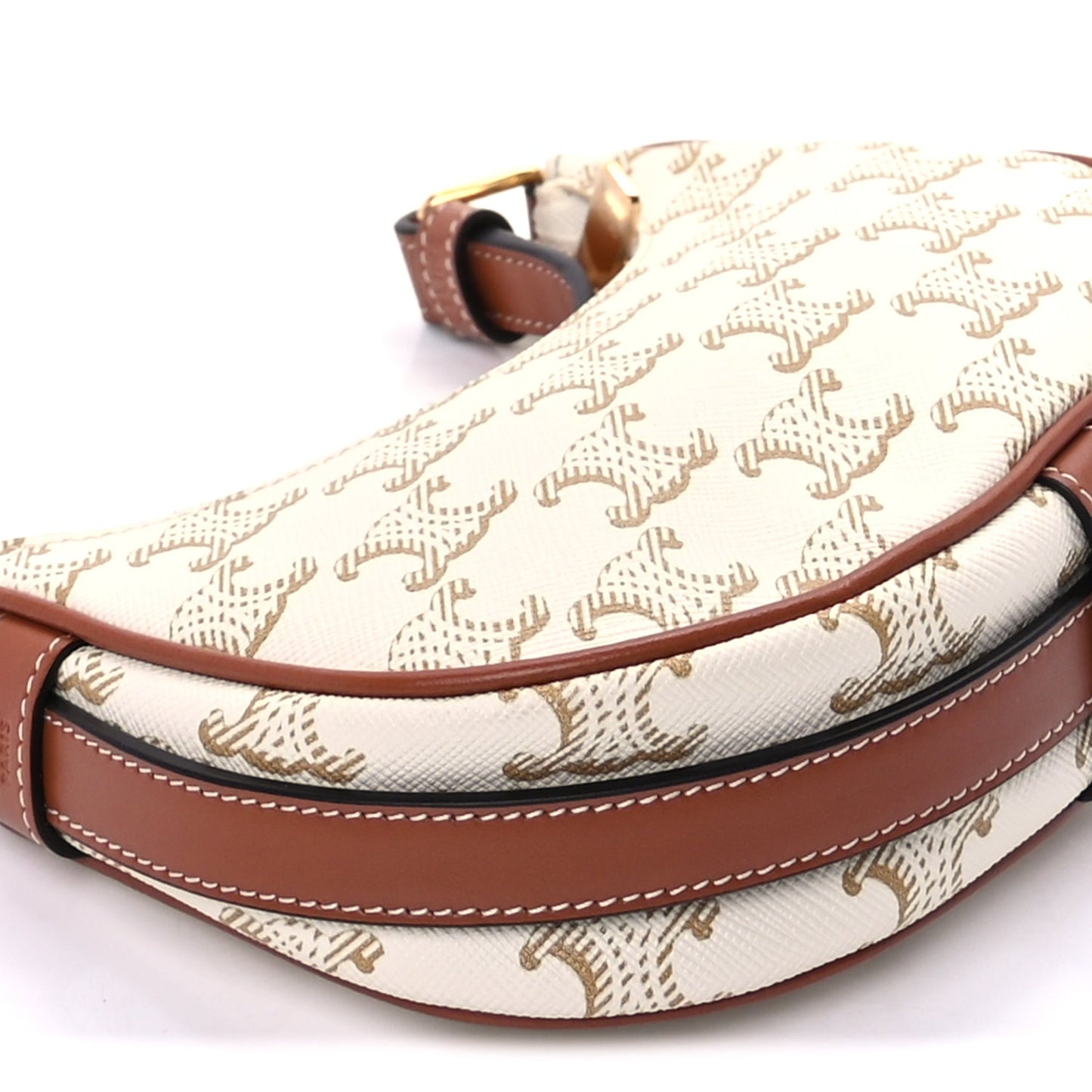 Celine Canvas Calfskin Mini Ava Triomphe Shoulder Bag White