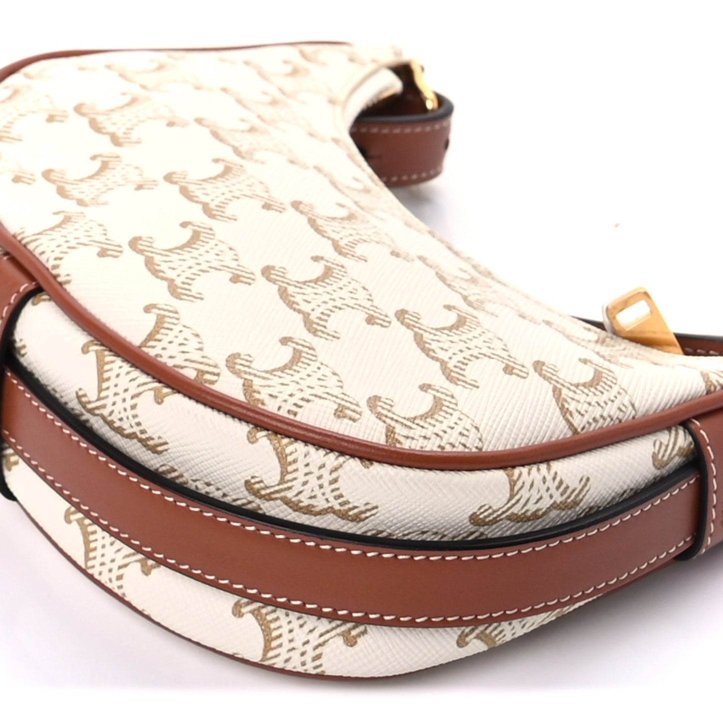 Celine Canvas Calfskin Mini Ava Triomphe Shoulder Bag White