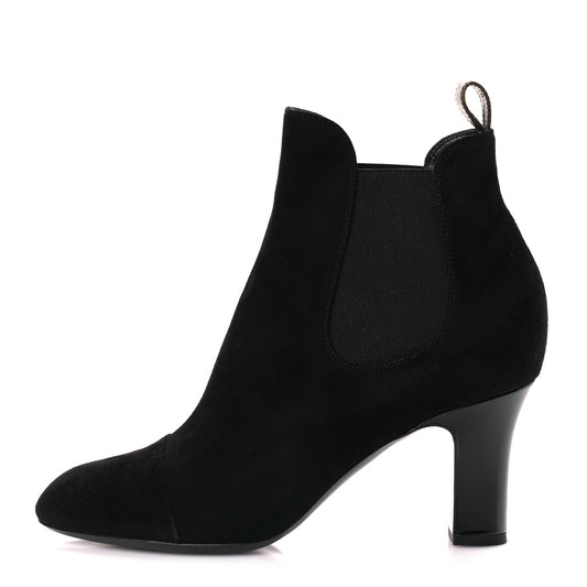 Louis Vuitton Suede Monogram Uniformes Cap Toe Chelsea 75mm Ankle Boots 38.5 Black