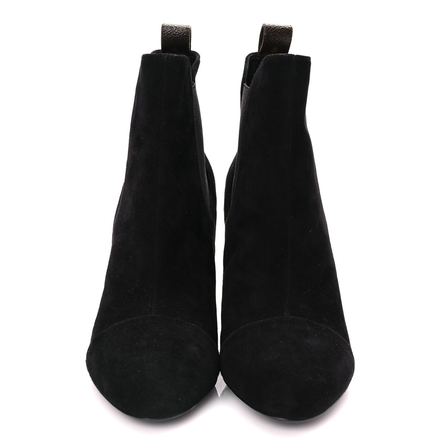 Louis Vuitton Suede Monogram Uniformes Cap Toe Chelsea 75mm Ankle Boots 38.5 Black