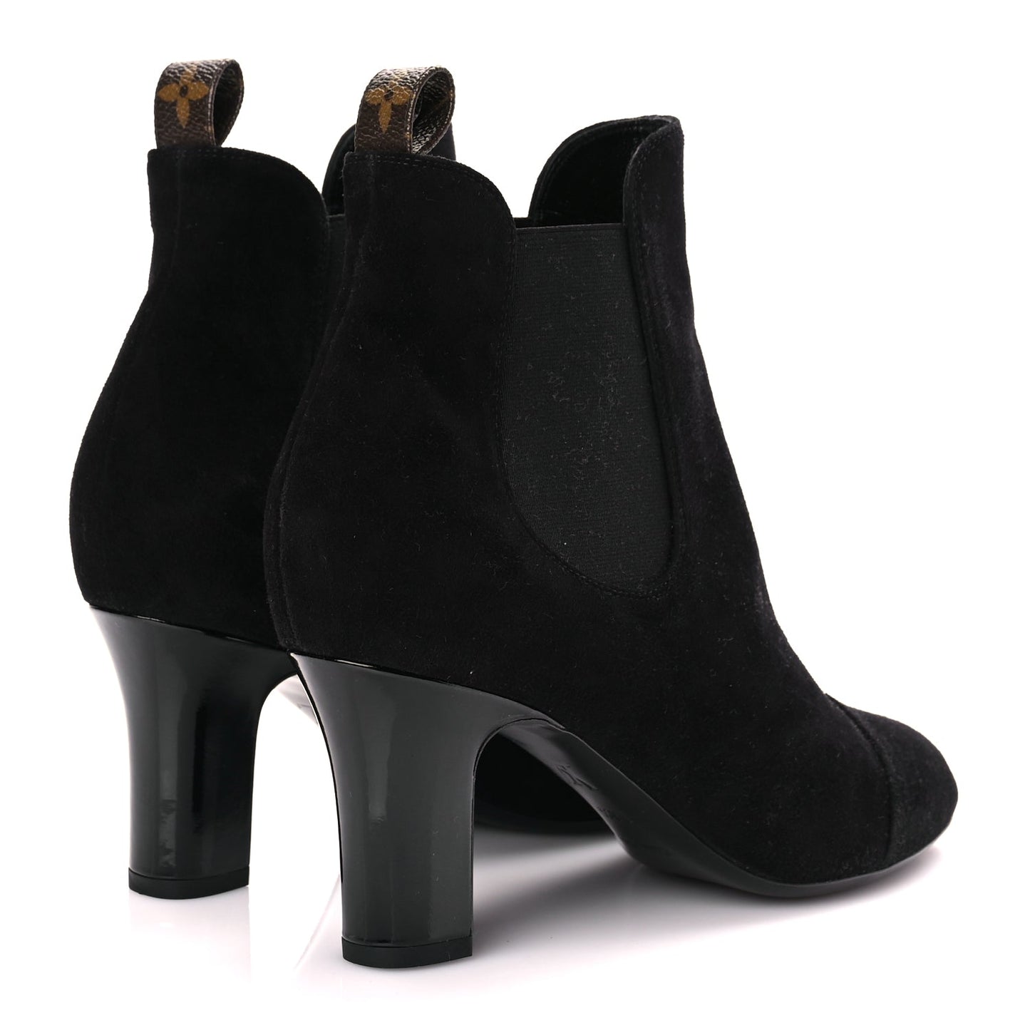 Louis Vuitton Suede Monogram Uniformes Cap Toe Chelsea 75mm Ankle Boots 38.5 Black