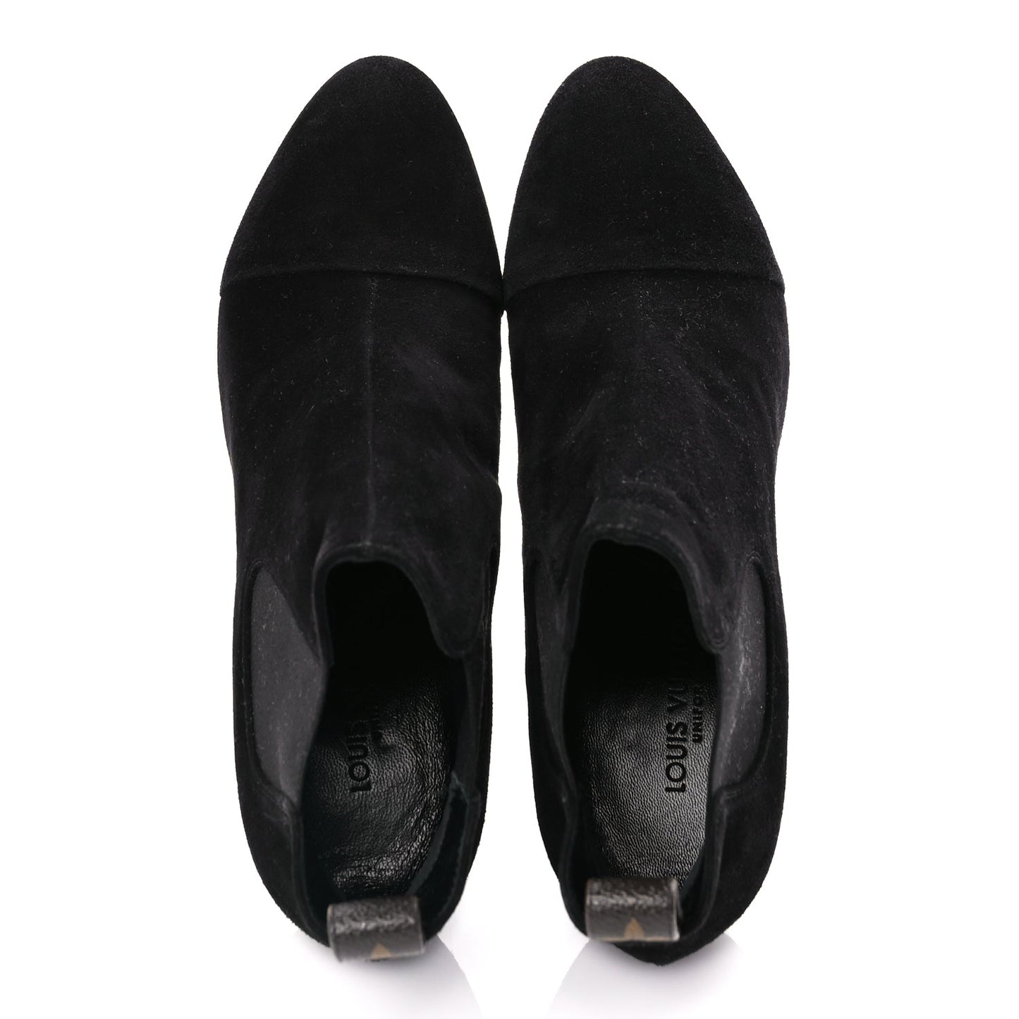 Louis Vuitton Suede Monogram Uniformes Cap Toe Chelsea 75mm Ankle Boots 38.5 Black