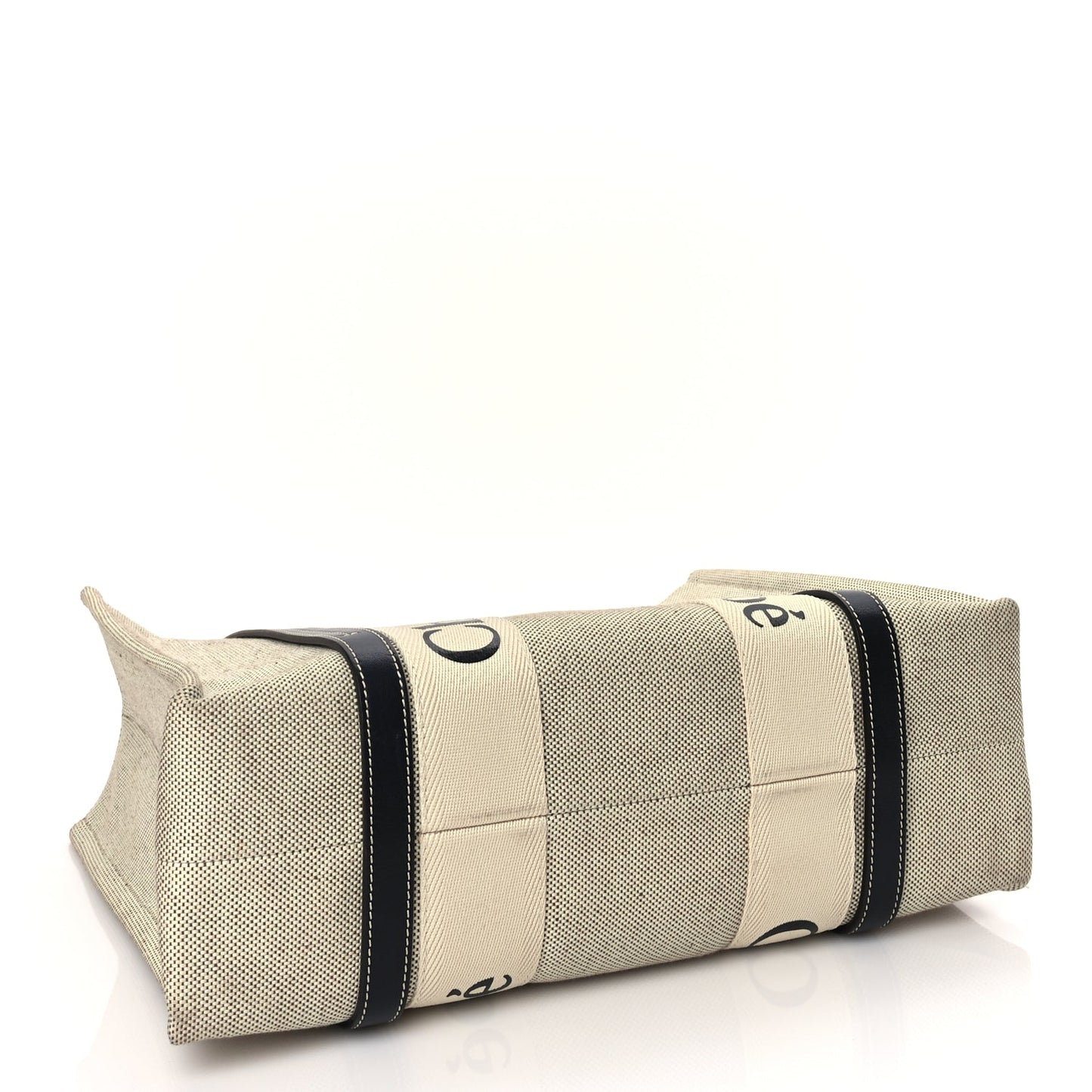 Chloe Cotton Calfskin Medium Woody Ribbon Tote White Brown