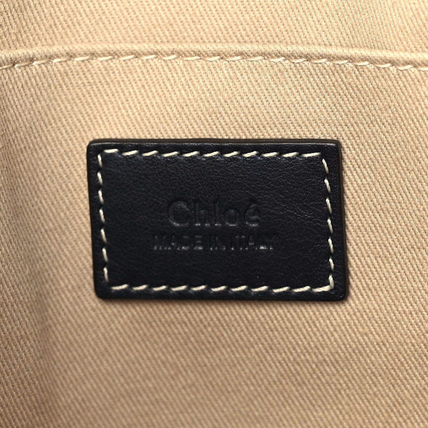 Chloe Cotton Calfskin Medium Woody Ribbon Tote White Brown