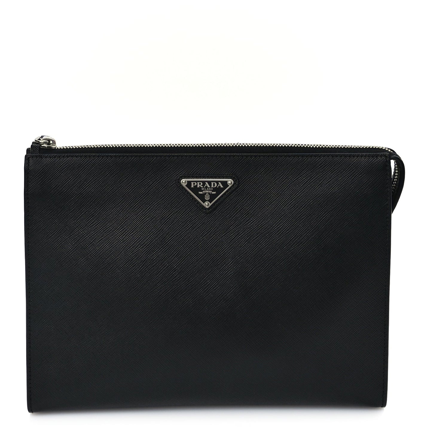 Prada Saffiano Pouch Wristlet Black