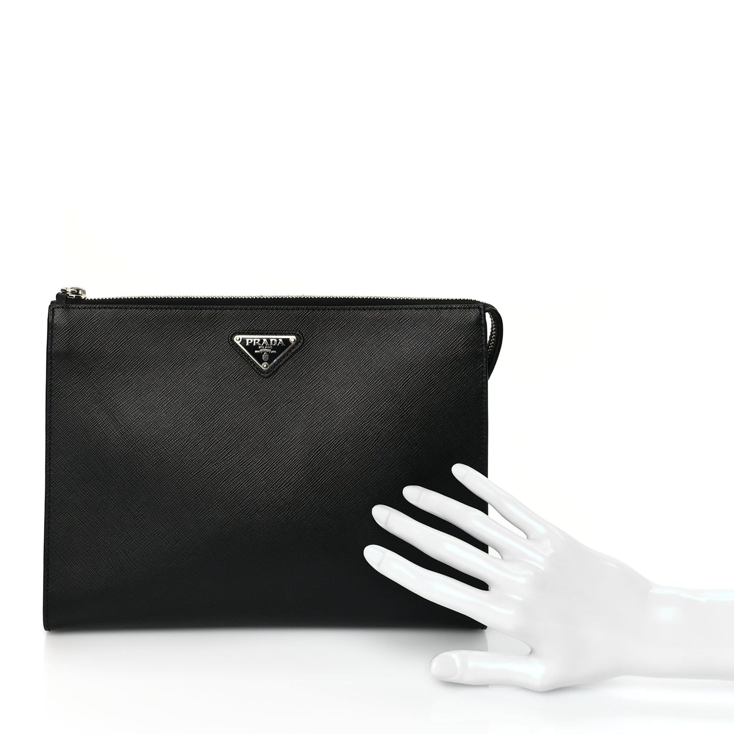 Prada Saffiano Pouch Wristlet Black