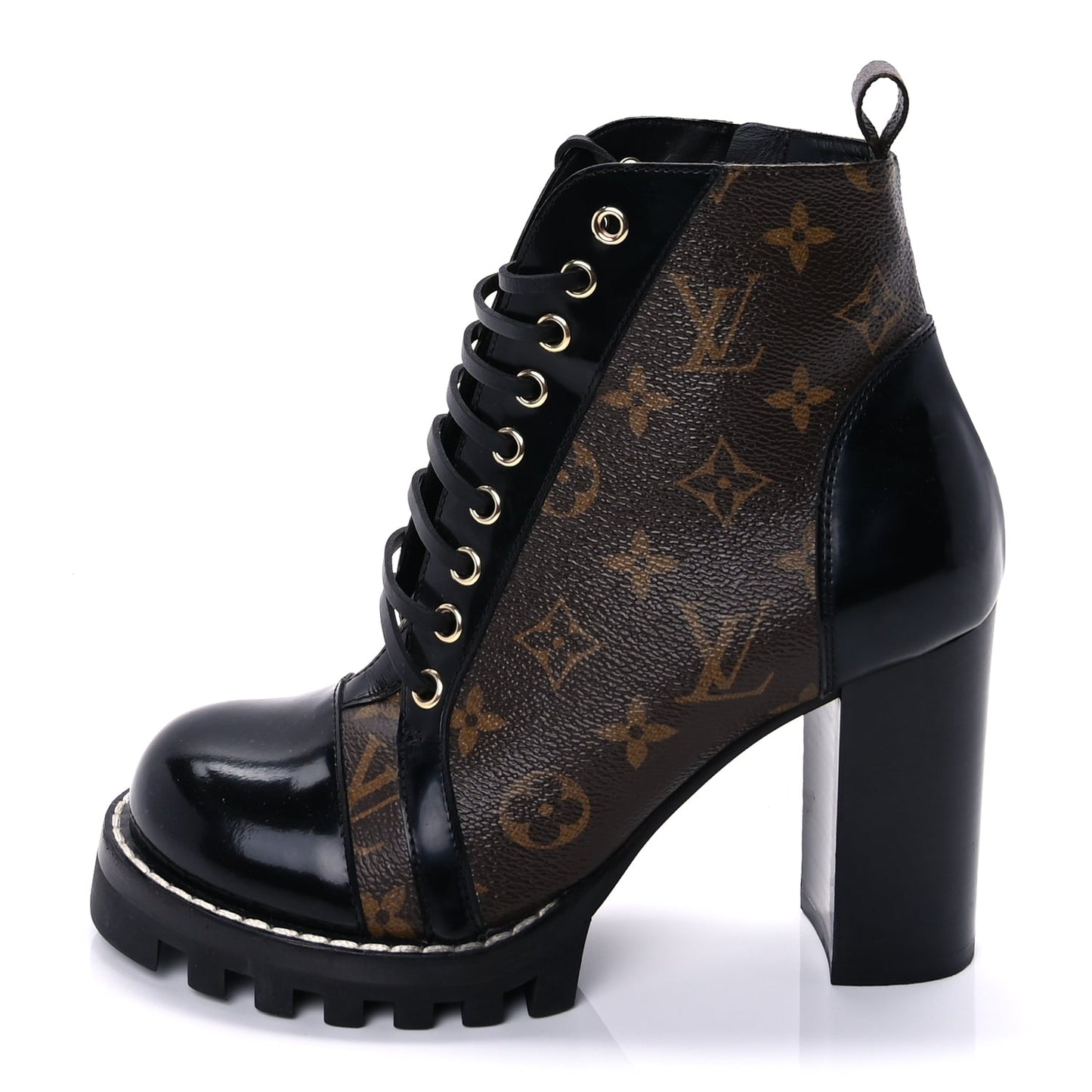 Louis Vuitton Patent Calfskin Monogram Star Trail Ankle Boots 37.5 Black