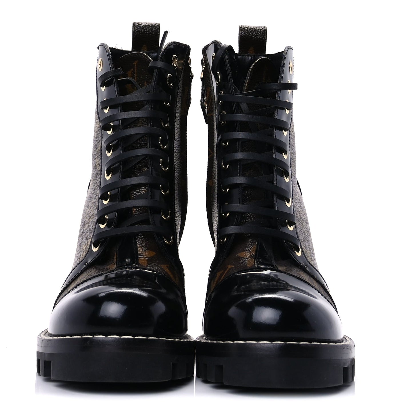 Louis Vuitton Patent Calfskin Monogram Star Trail Ankle Boots 37.5 Black