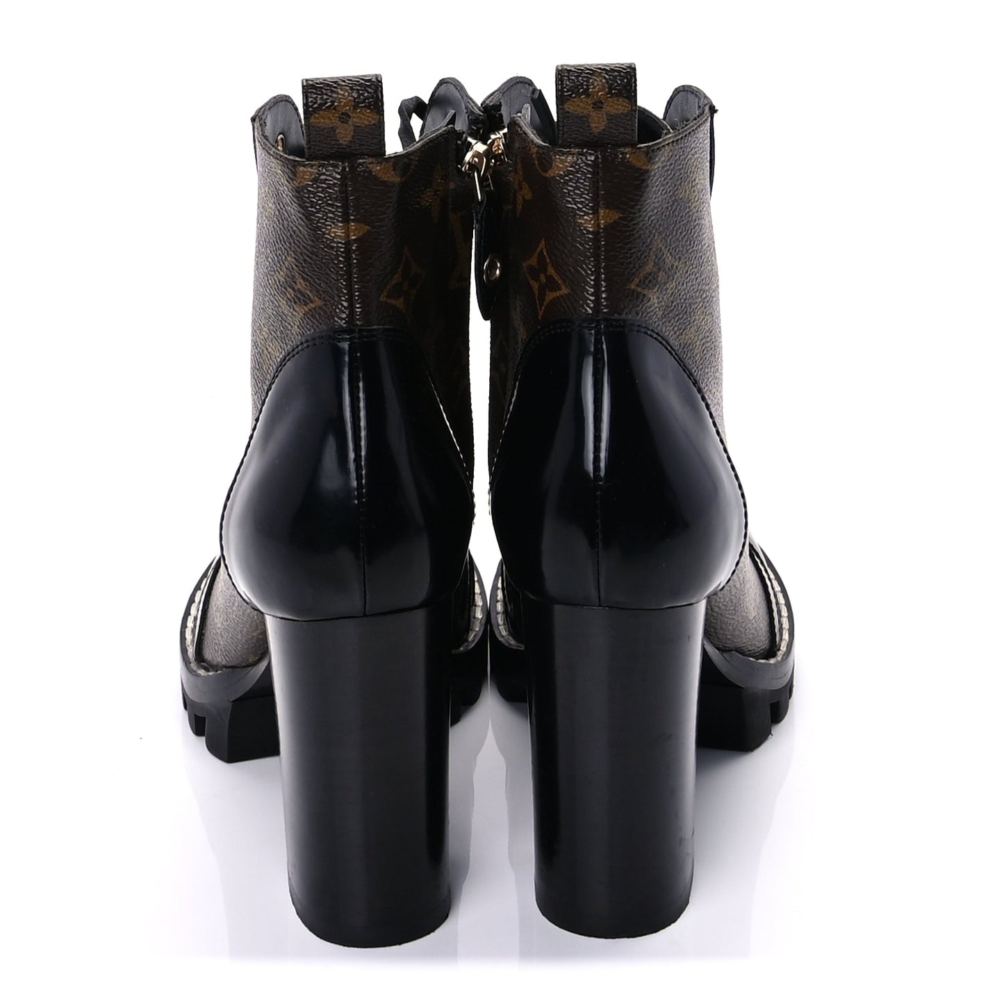 Louis Vuitton Patent Calfskin Monogram Star Trail Ankle Boots 37.5 Black
