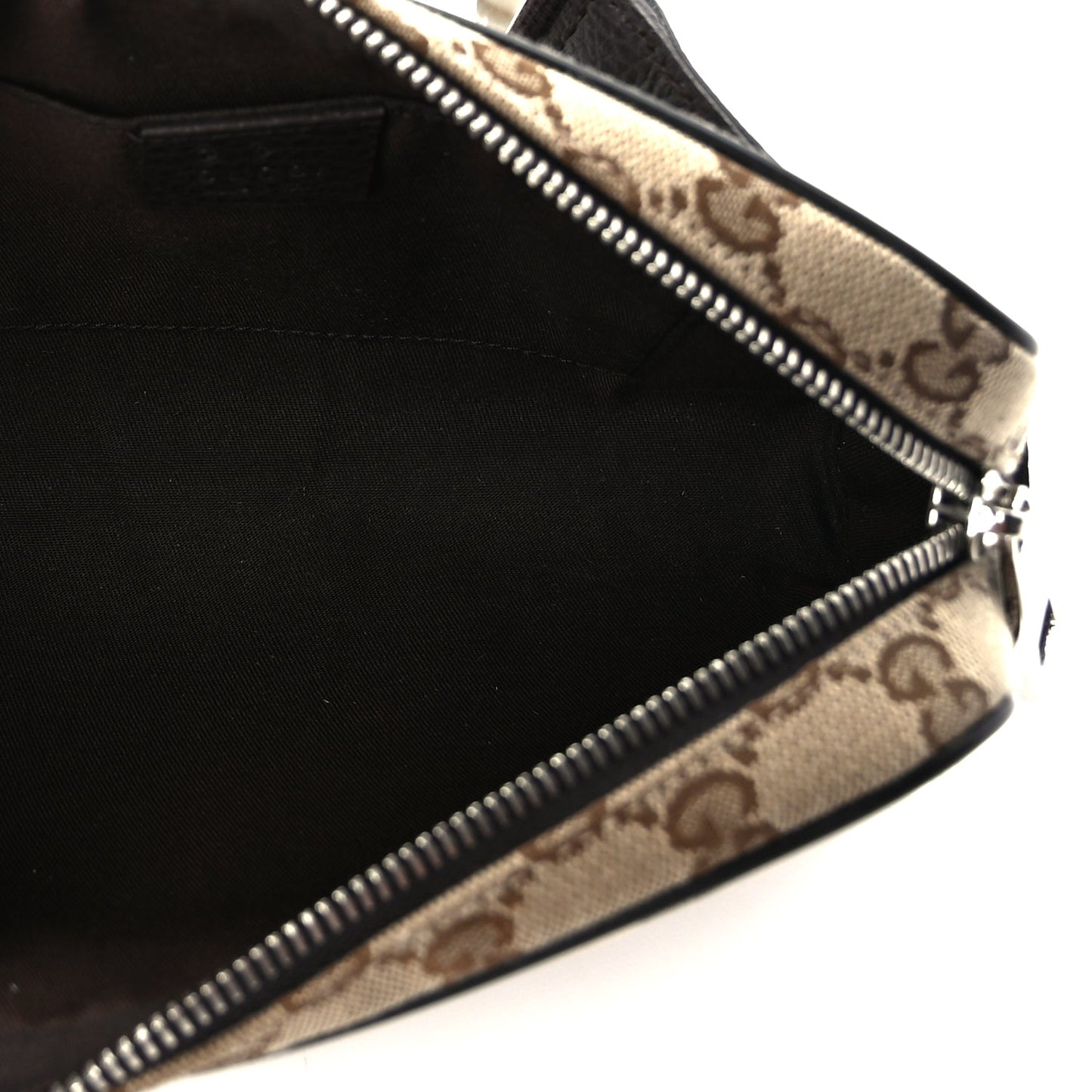 Gucci Monogram Dollar Calfskin Belt Bag Beige Ebony Testa di Moro Marrone Scuro