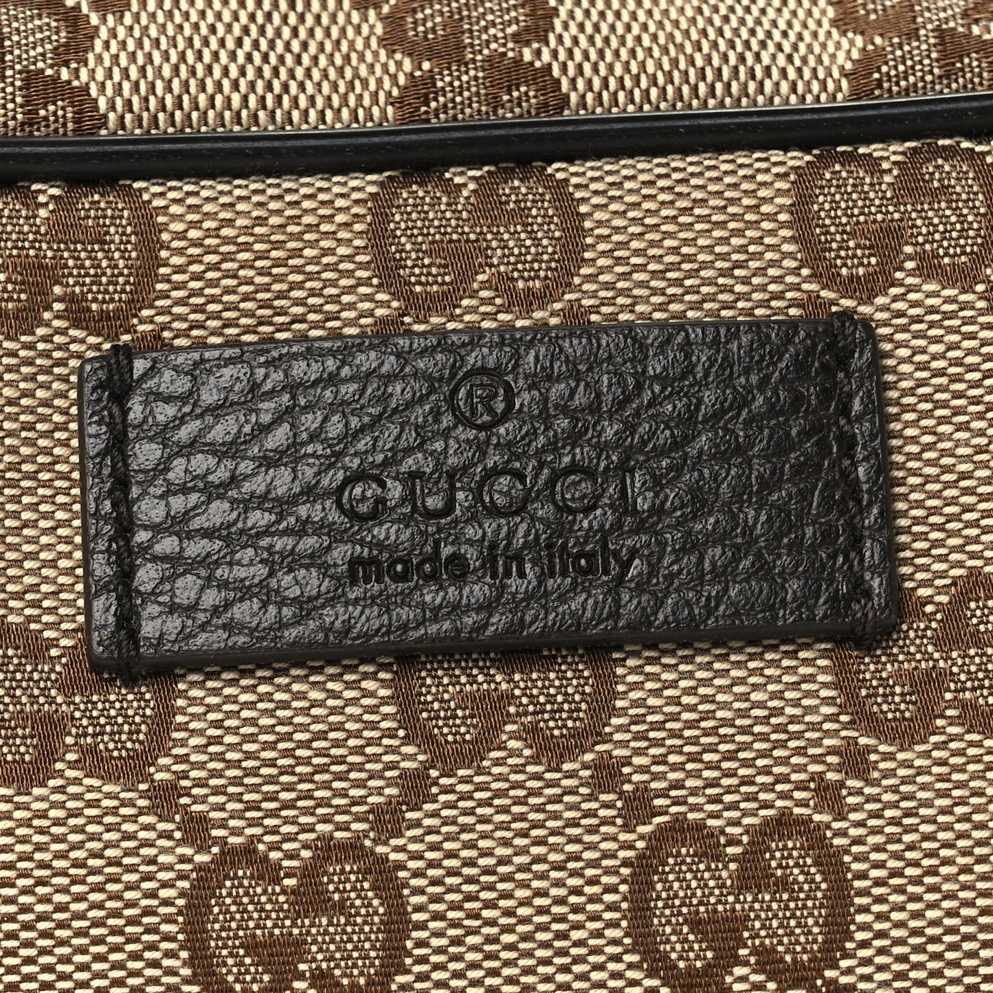 Gucci Monogram Dollar Calfskin Belt Bag Beige Ebony Testa di Moro Marrone Scuro