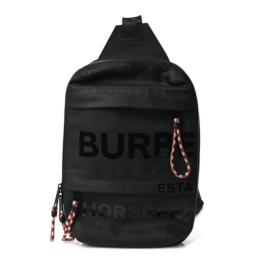 Burberry Coated Canvas Horseferry Blaze Crossbody Bag Black