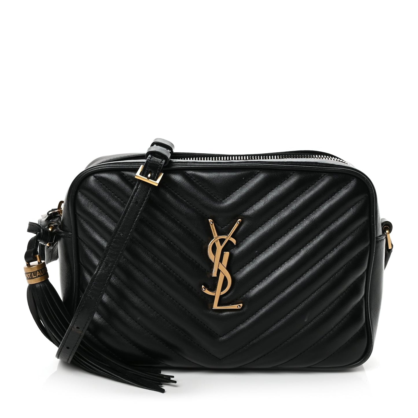 Saint Laurent Calfskin Matelasse Monogram Lou Camera Bag Black