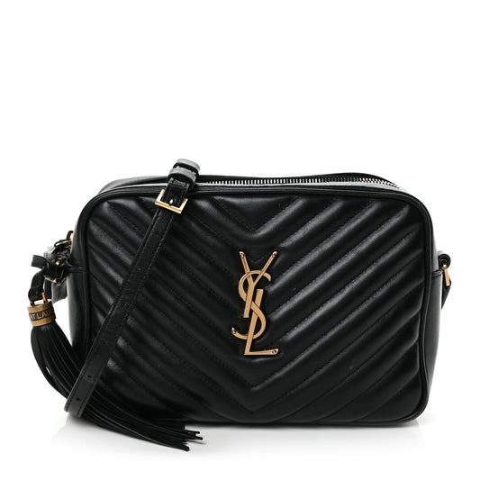 Saint Laurent Calfskin Matelasse Monogram Lou Camera Bag Black
