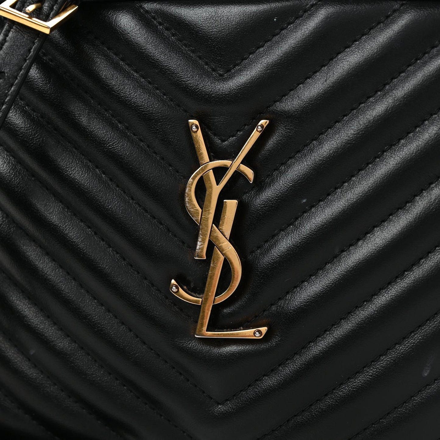 Saint Laurent Calfskin Matelasse Monogram Lou Camera Bag Black
