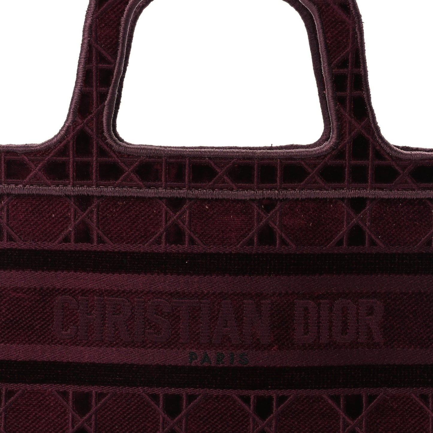Christian Dior Velvet Cannage Embroidered Mini Book Tote  Burgundy
