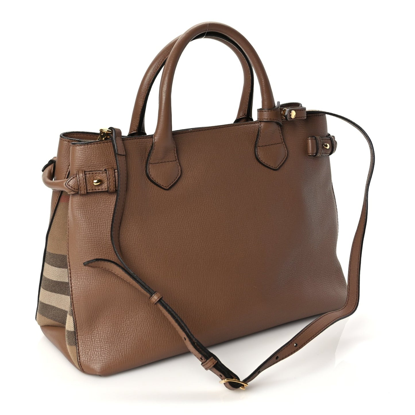 Burberry Grainy Calfskin House Check Medium Banner Tote