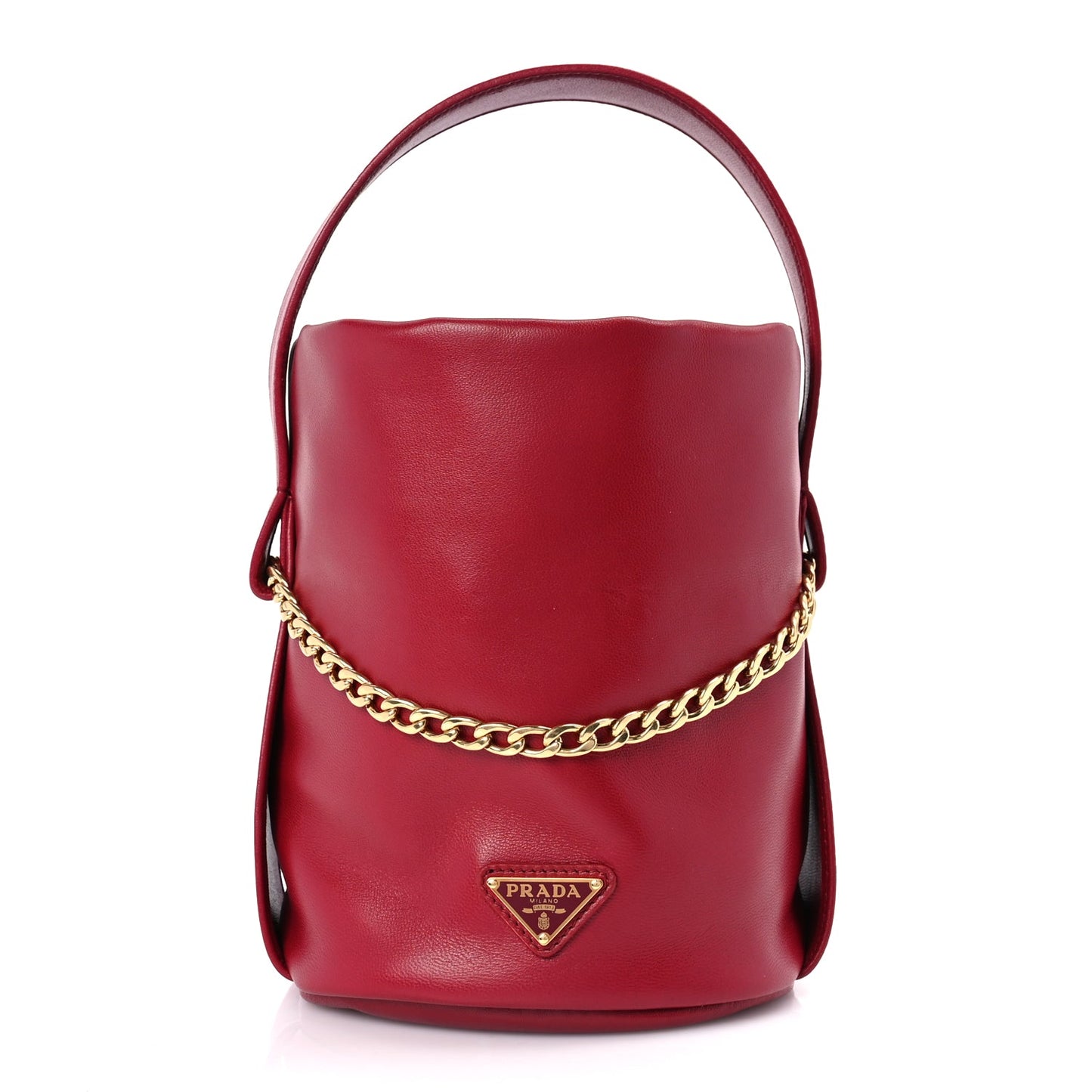 Prada Nappa Mini Petit Sac Noir Bucket Bag Ciliegia