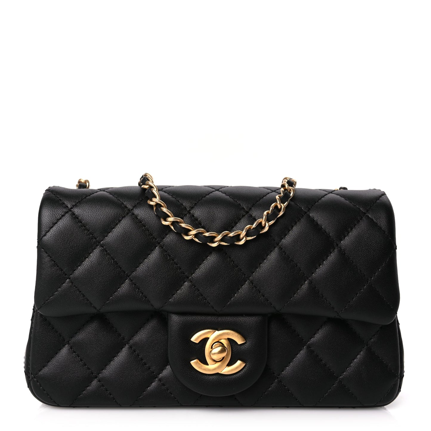 Chanel Lambskin Quilted Mini Rectangular Pearl Crush Flap Black