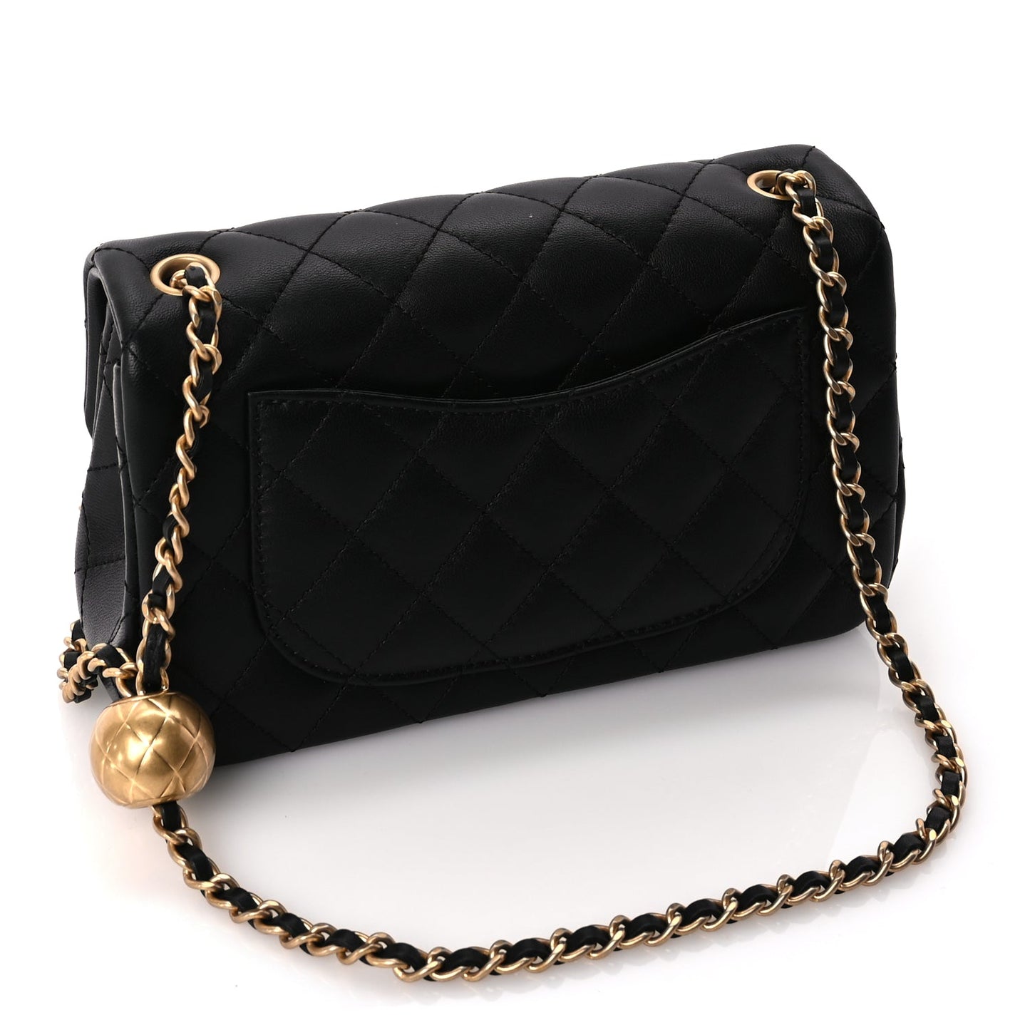 Chanel Lambskin Quilted Mini Rectangular Pearl Crush Flap Black