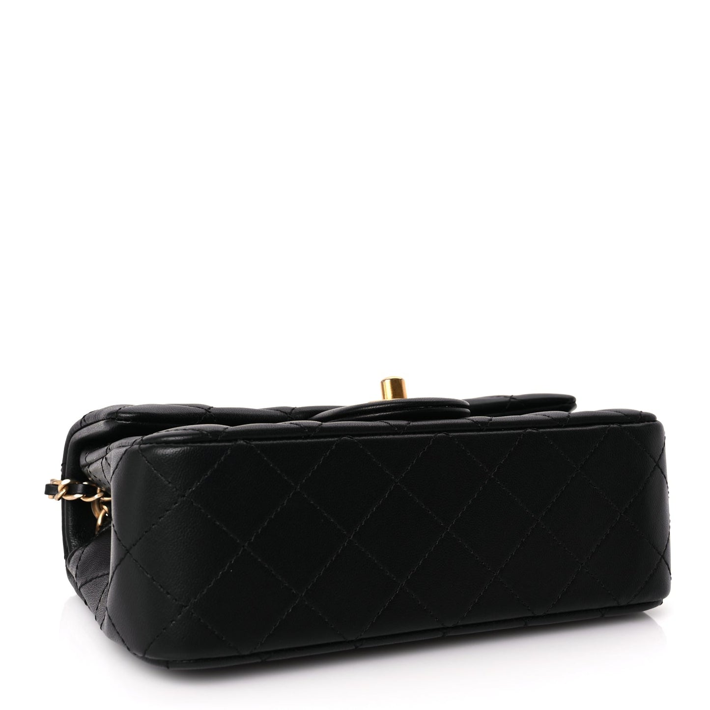 Chanel Lambskin Quilted Mini Rectangular Pearl Crush Flap Black