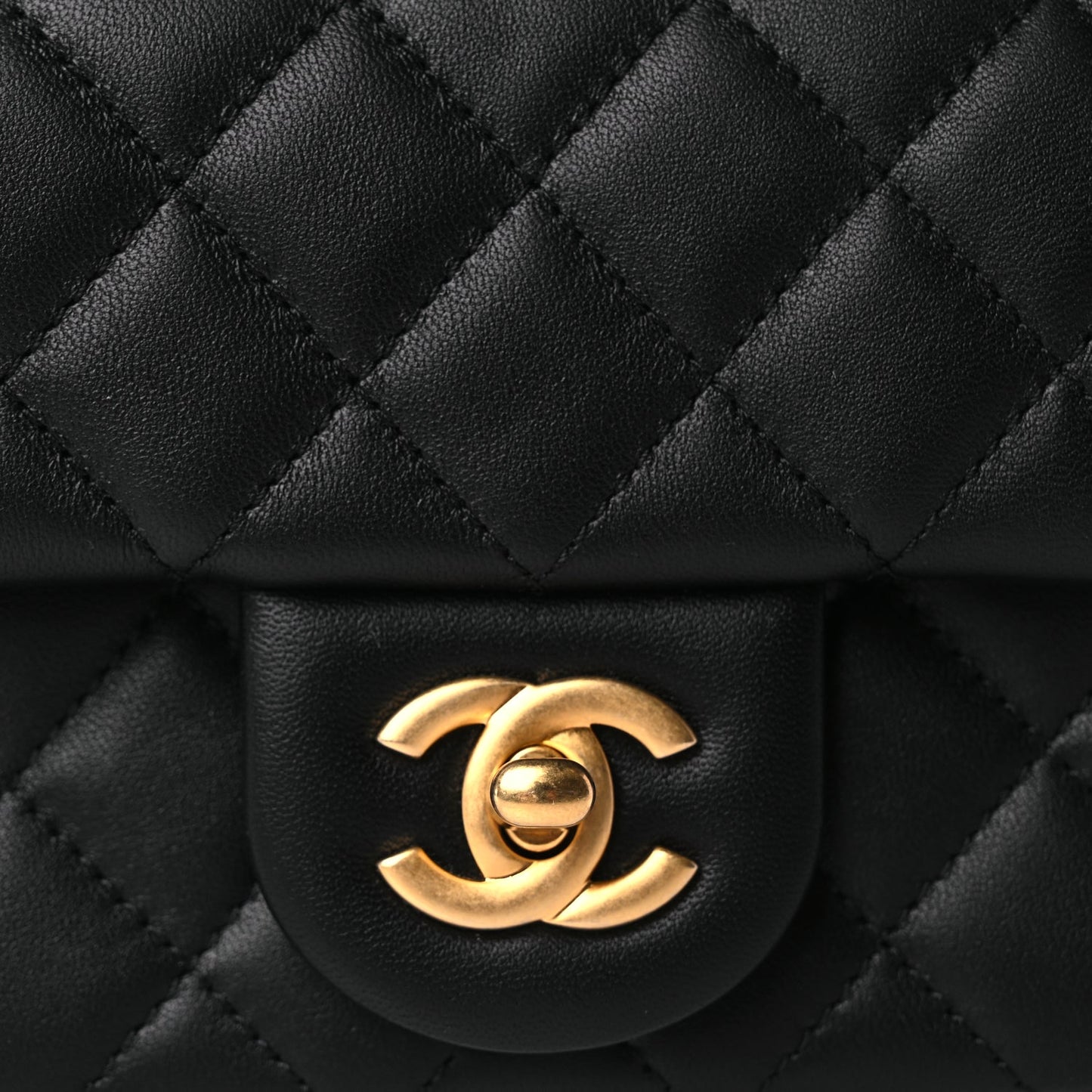 Chanel Lambskin Quilted Mini Rectangular Pearl Crush Flap Black