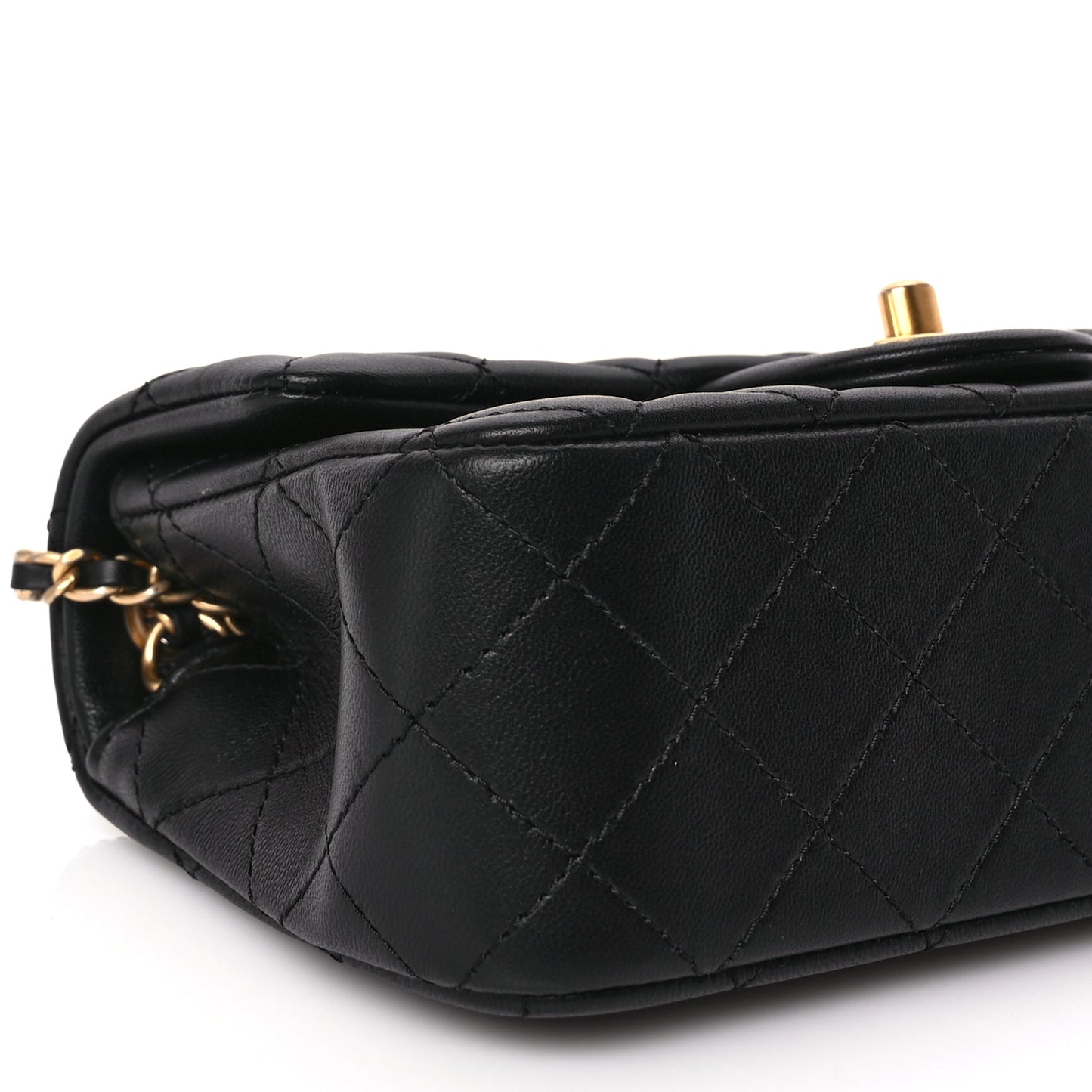 Chanel Lambskin Quilted Mini Rectangular Pearl Crush Flap Black