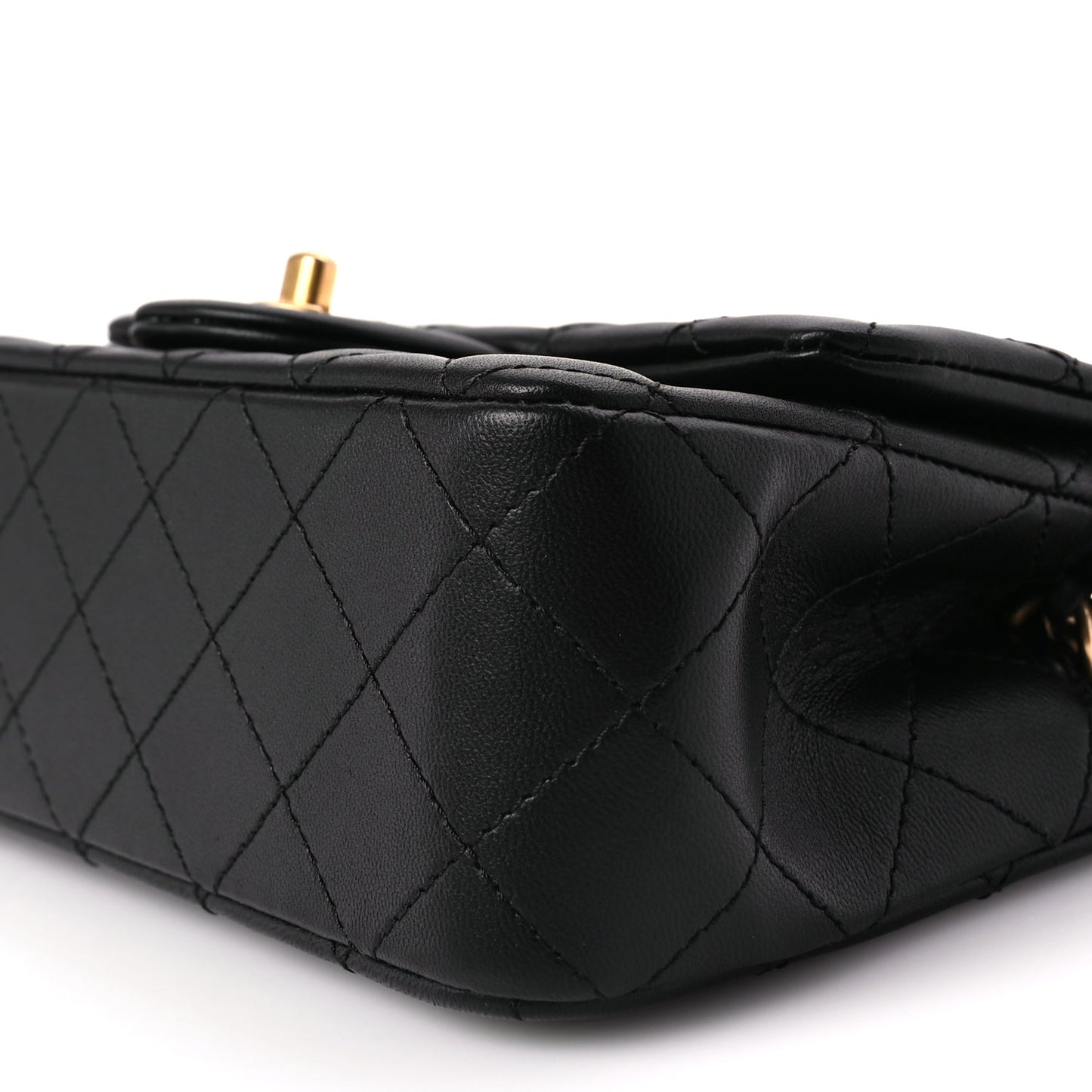 Chanel Lambskin Quilted Mini Rectangular Pearl Crush Flap Black