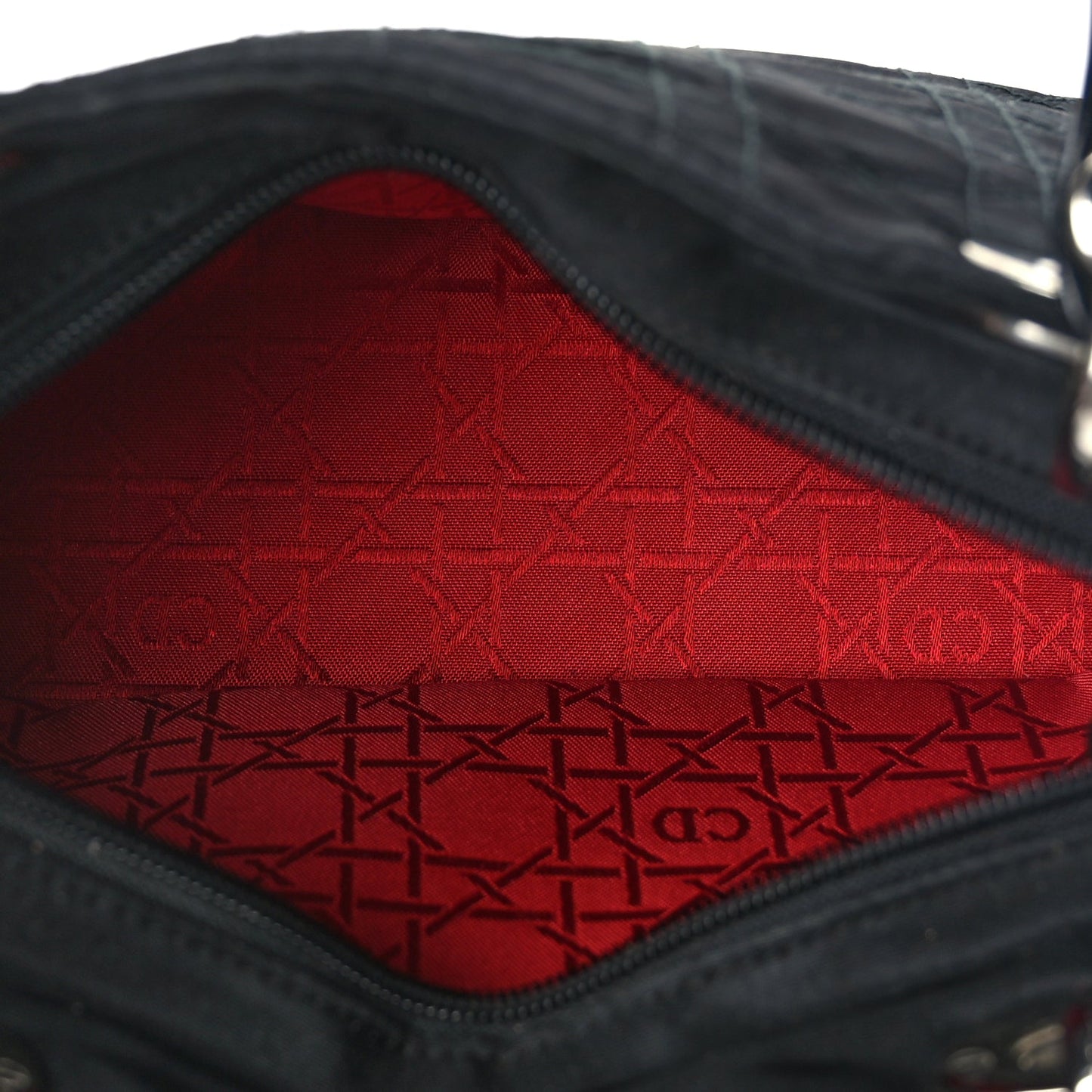 Christian Dior Nylon Cannage Medium Lady Dior Black