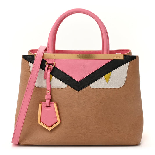 Fendi Vitello Elite Monster Petite 2Jours Tote Cuoio Lollypop Multicolour