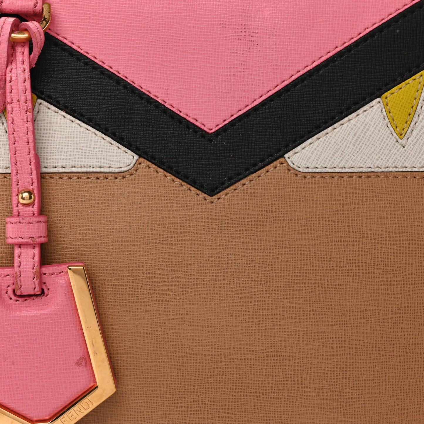 Fendi Vitello Elite Monster Petite 2Jours Tote Cuoio Lollypop Multicolour
