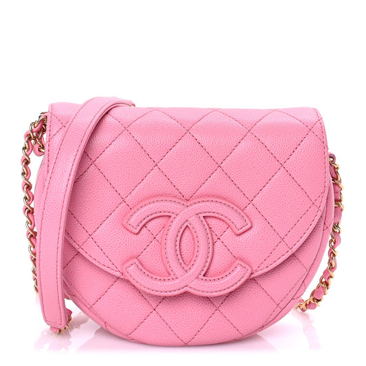 Chanel Caviar Quilted Mini Messenger Flap Pink