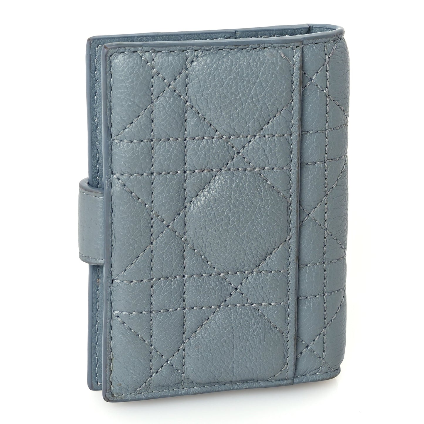 Christian Dior Supple Calfskin Cannage Caro Dandelion Card Holder Cloud Blue
