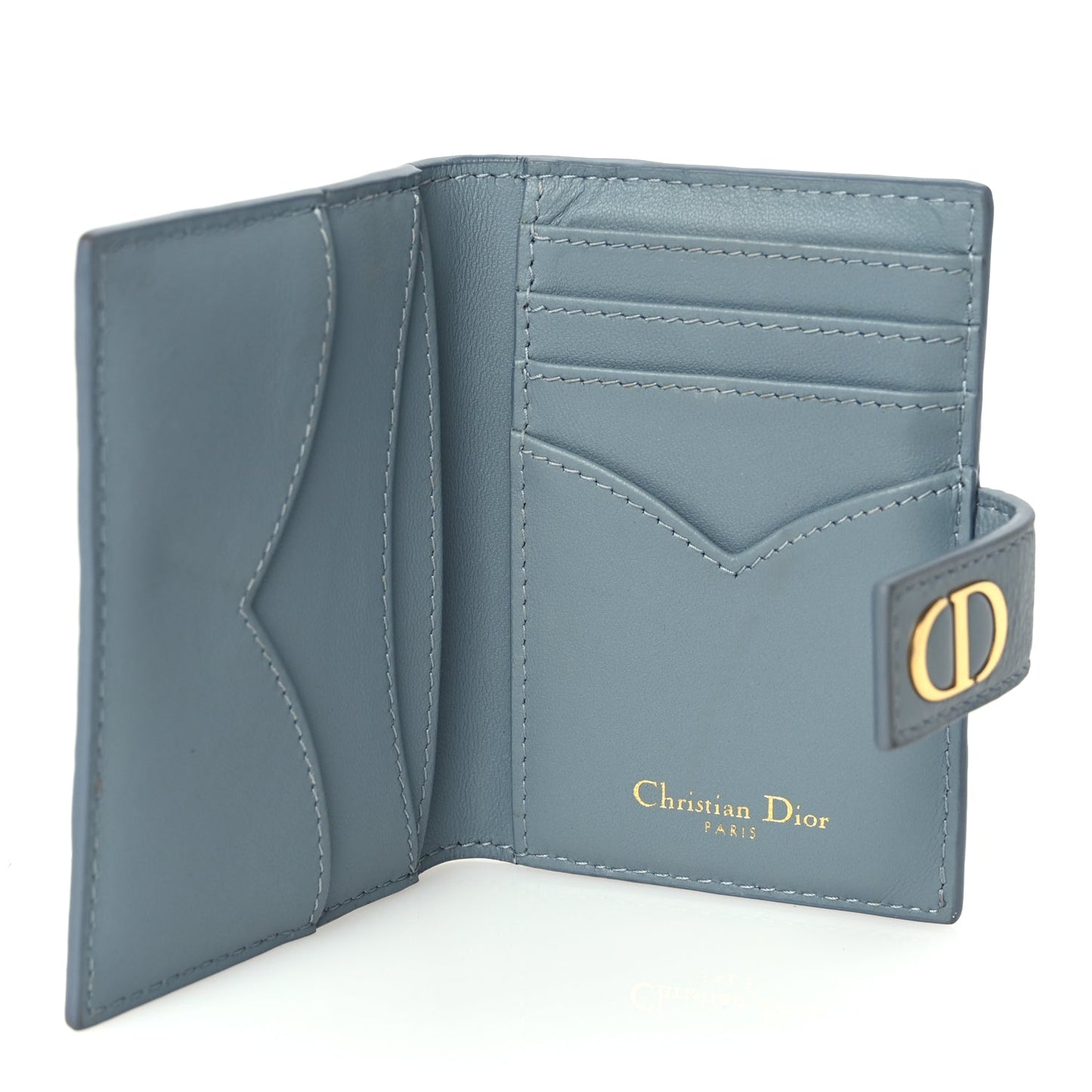 Christian Dior Supple Calfskin Cannage Caro Dandelion Card Holder Cloud Blue