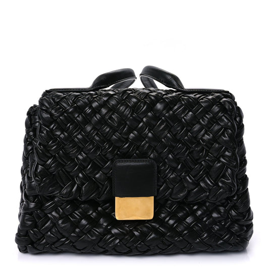 Bottega Veneta Calfskin Intreccio Desiree Shoulder Bag Dark Green
