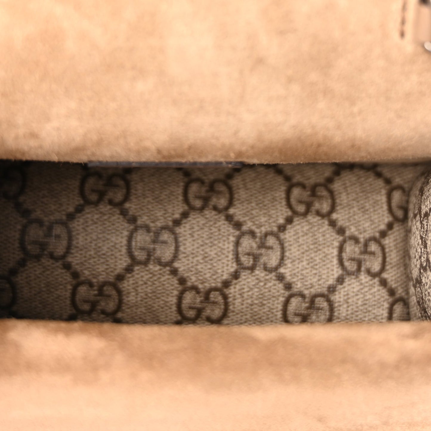 Gucci Supreme Monogram Mini Dionysus Top Handle Bag  Taupe