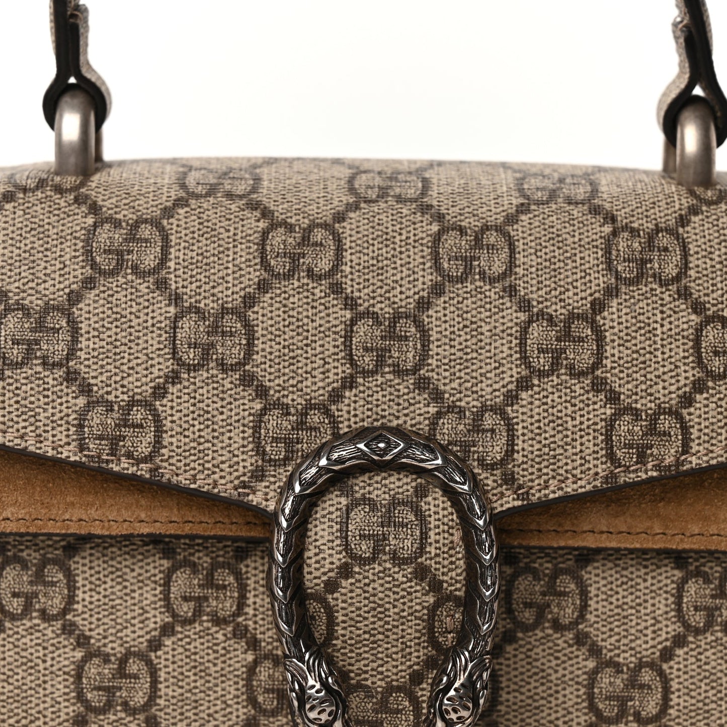 Gucci Supreme Monogram Mini Dionysus Top Handle Bag  Taupe