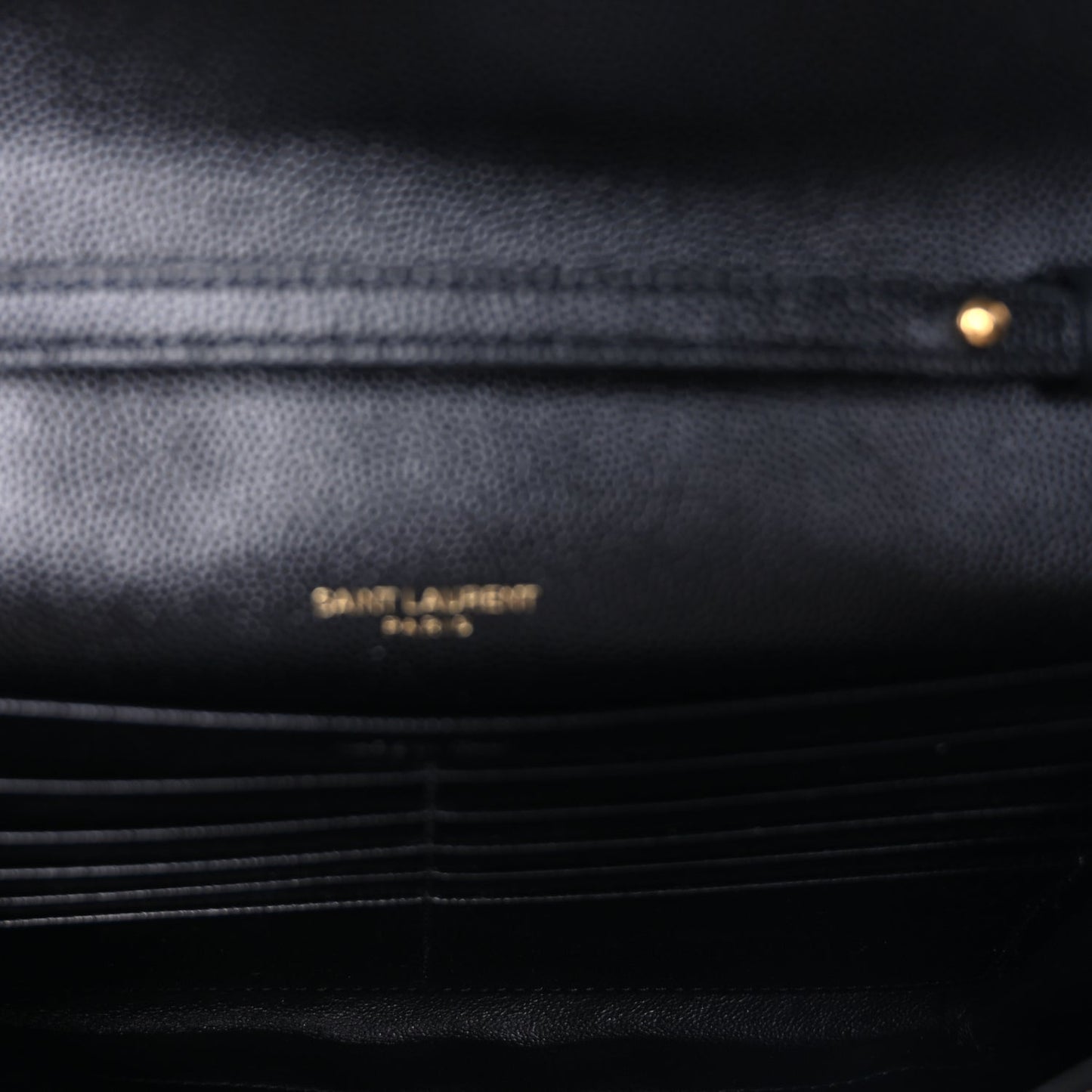 Saint Laurent Grain De Poudre Matelasse Chevron Cassandre Chain Wallet Black