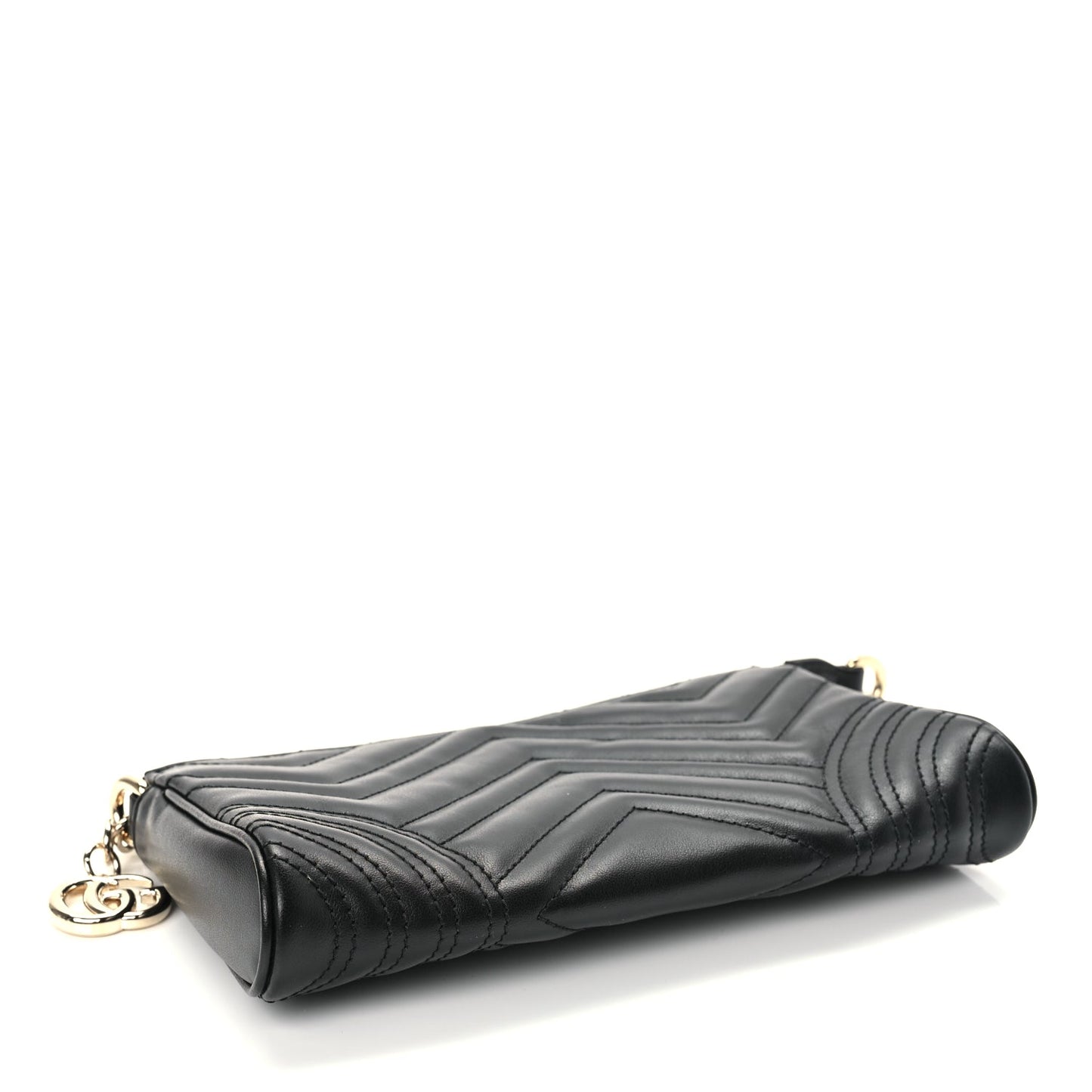 Gucci Calfskin Matelasse Chevron Small GG Marmont Shoulder Bag Black