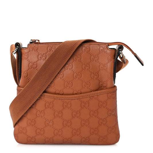 Gucci Guccissima Crossbody Messenger Bag Brown