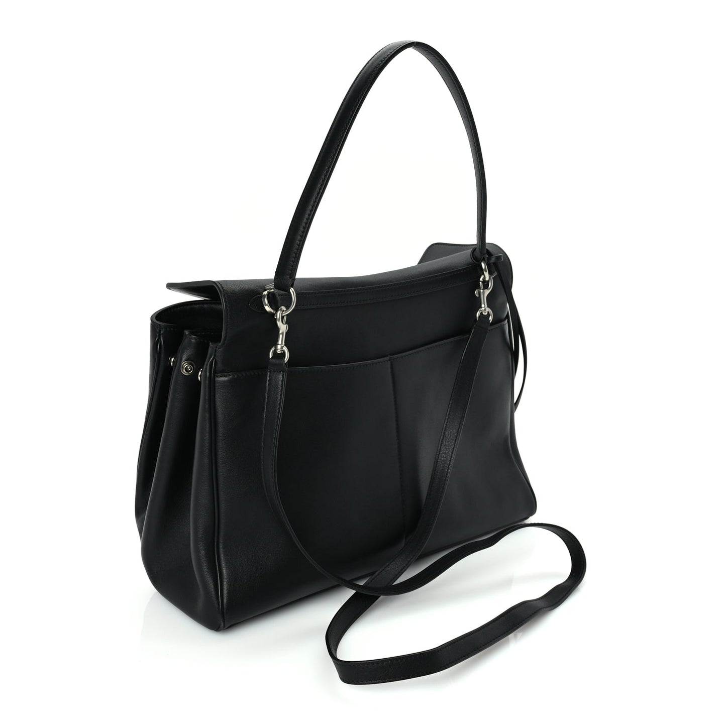 Balenciaga Natural Smooth Calfskin Medium Rodeo Top Handle Handbag Black